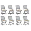 Image de Chaises pliables d extérieur lot de 8 et coussins Bois d acacia
