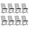 Image de Chaises pliables d extérieur lot de 8 et coussins Bois d acacia