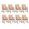 Image de Lot de 8 chaise H. 92 cm non pliable exterieur en bois massif marron