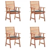 Image de Lot de 4 chaise H. 92 cm non pliable exterieur en acacia gris