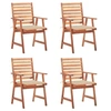 Image de Lot de 4 chaise en acacia empilable non pliable exterieur H. 92 cm marron