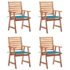 Image de Lot de 4 chaise en acacia empilable non pliable H. 92 cm exterieur bleu