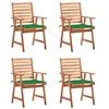 Image de Lot de 4 chaise exterieur empilable non pliable en acacia H. 92 cm vert