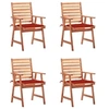 Image de Lot de 4 chaise H. 92 cm empilable non pliable en acacia exterieur marron
