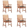Image de Lot de 4 chaise en acacia empilable non pliable H. 92 cm exterieur marron