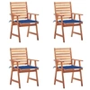 Image de Lot de 4 chaise exterieur empilable non pliable en acacia H. 92 cm bleu
