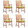 Image de Lot de 4 chaise H. 92 cm empilable non pliable exterieur en acacia vert
