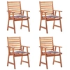 Image de Lot de 4 chaise en acacia non pliable exterieur H. 92 cm marron