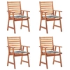 Image de Lot de 4 chaise exterieur non pliable H. 92 cm en acacia gris