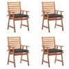 Image de Chaises à manger d extérieur lot de 4 et coussins Acacia massif