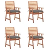 Image de Chaises à manger d extérieur lot de 4 et coussins Acacia massif