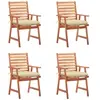Image de Lot de 4 chaise exterieur empilable non pliable en acacia H. 92 cm marron
