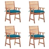 Image de Lot de 4 chaise exterieur empilable non pliable H. 92 cm en acacia bleu