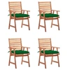Image de Lot de 4 chaise exterieur empilable non pliable H. 92 cm en acacia vert