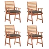 Image de Lot de 4 chaise H. 92 cm empilable non pliable exterieur en acacia marron