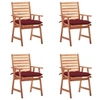 Image de Lot de 4 chaise en acacia empilable non pliable exterieur H. 92 cm rouge