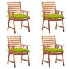 Image de Lot de 4 chaise en acacia empilable non pliable H. 92 cm exterieur vert