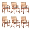Image de Lot de 6 chaise exterieur non pliable en acacia H. 92 cm marron