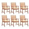 Image de Lot de 6 chaise H. 92 cm empilable non pliable en acacia exterieur marron
