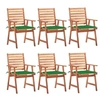 Image de Lot de 6 chaise en acacia empilable non pliable exterieur H. 92 cm vert
