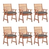 Image de Lot de 6 chaise exterieur non pliable en acacia H. 92 cm gris