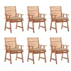 Image de Chaises à manger d extérieur lot de 6 et coussins Acacia massif