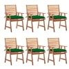 Image de Lot de 6 chaise H. 92 cm empilable non pliable en acacia exterieur vert