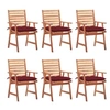 Image de Lot de 6 chaise en acacia empilable non pliable exterieur H. 92 cm rouge