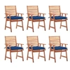 Image de Lot de 6 chaise H. 92 cm empilable non pliable en acacia exterieur bleu