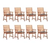 Image de Lot de 8 chaise en acacia non pliable H. 92 cm exterieur marron
