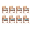 Image de Lot de 8 chaise exterieur empilable non pliable en acacia H. 92 cm bleu