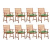 Image de Chaises à manger d extérieur lot de 8 et coussins Acacia massif
