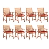 Image de Lot de 8 chaise exterieur empilable non pliable H. 92 cm en acacia rouge