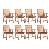 Image de Lot de 8 chaise H. 92 cm empilable non pliable exterieur en acacia marron