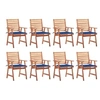 Image de Lot de 8 chaise en acacia exterieur bleu H. 92 cm