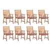 Image de Lot de 8 chaise en acacia non pliable exterieur H. 92 cm marron