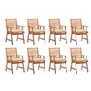 Image de Lot de 8 chaise exterieur H. 92 cm beige en acacia