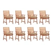 Image de Lot de 8 chaise H. 92 cm empilable non pliable en acacia exterieur beige