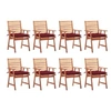 Image de Lot de 8 chaise H. 92 cm empilable non pliable en acacia exterieur rouge