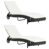 Image de Chaises longues lot de 2 avec roues et coussins Résine tressée3078465