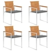 Image de Chaises de jardin 4 pcs avec coussins Bois d'acacia massif