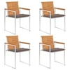 Image de Lot de 4 chaise H. 85 cm empilable non pliable exterieur en bois massif marron