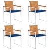 Image de Chaises de jardin lot de 4 avec coussins Bois d acacia massif