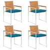 Image de Chaises de jardin lot de 4 avec coussins Bois d acacia massif