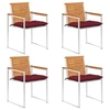 Image de Lot de 4 chaise en bois massif empilable non pliable exterieur H. 85 cm rouge