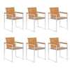 Image de Lot de 6 chaise en bois empilable non pliable exterieur H. 85 cm beige