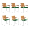 Image de Chaises de jardin 6 pcs avec coussins Bois d'acacia solide
