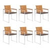 Image de Lot de 6 chaise en acacia empilable non pliable H. 85 cm exterieur marron