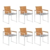 Image de Lot de 6 chaise H. 85 cm empilable non pliable exterieur en acacia marron
