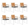 Image de Lot de 6 chaise H. 85 cm empilable non pliable exterieur en bois gris